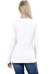Womens Cotton Long Sleeve Crew Neck Shirt Tops- Niobe Clothing