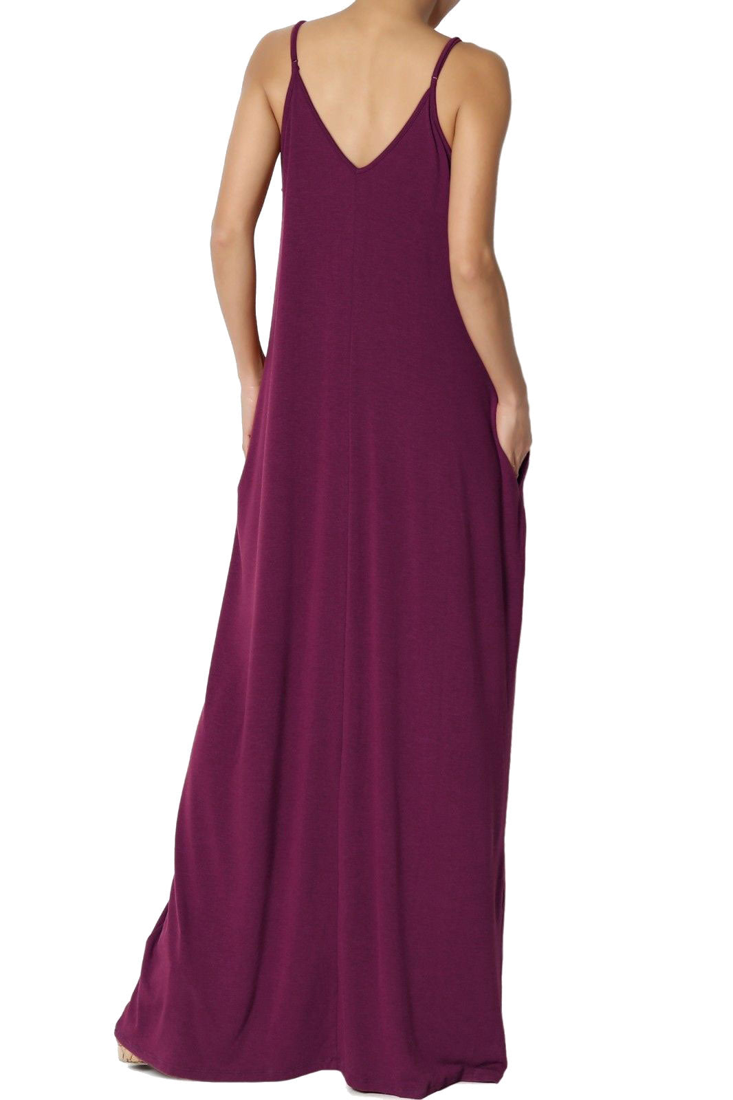 Zenana V-Neck Cami Spaghetti Strap Maxi Dress - Dresses sb_dresses