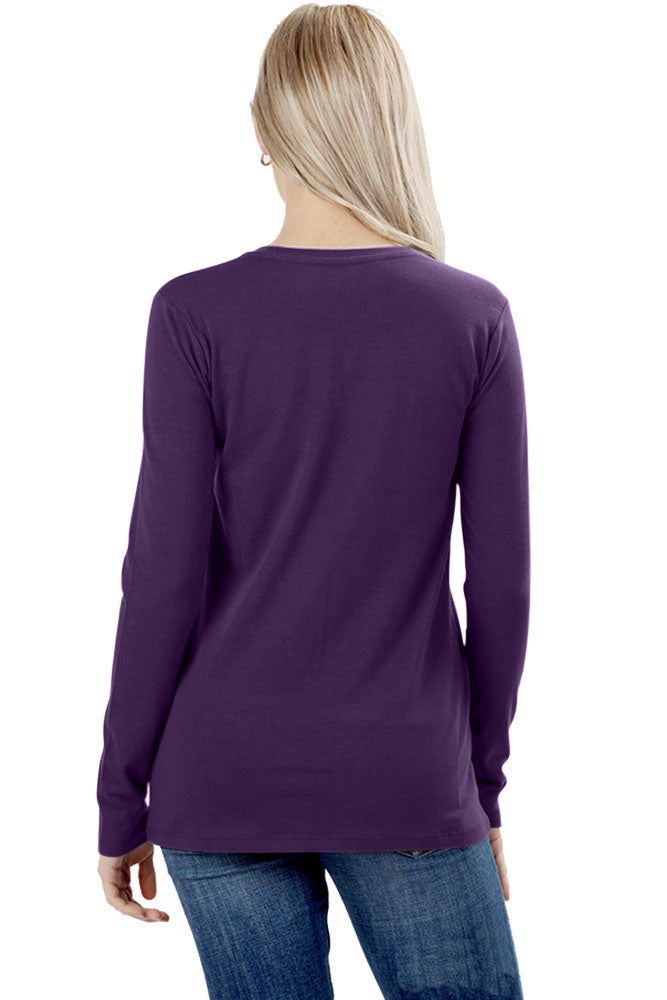 Zenana Cotton Long Sleeve Crew Neck Shirt - Shirts sb_tops