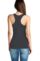 Active Basic Scoop Neck Basic Racerback Cotton Tank Top - Tops