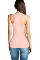 Active Basic Scoop Neck Basic Racerback Cotton Tank Top - Tops