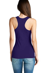 Active Basic Scoop Neck Basic Racerback Cotton Tank Top - Tops
