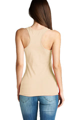 Active Basic Scoop Neck Basic Racerback Cotton Tank Top - Tops