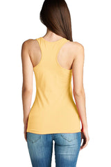 Active Basic Scoop Neck Basic Racerback Cotton Tank Top - Tops