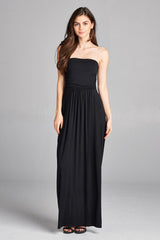 Empire Cut Tube Maxi Dress w/ Pockets dress- Niobe Clothing