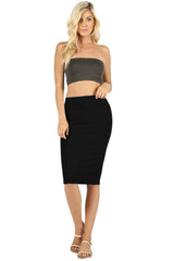 High Waist Fitted Midi Pencil Skirt Skirts- Niobe Clothing