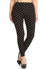 Black Polka Dot Graphic Lined Leggings leggings- Niobe Clothing