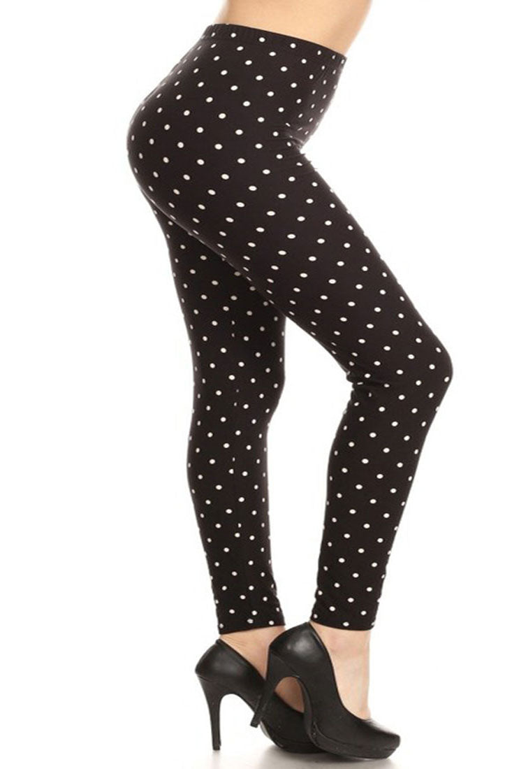 Black Polka Dot Graphic Lined Leggings leggings- Niobe Clothing