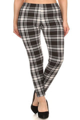Niobe Clothing Black White Plaid Design Plus Size Leggings - leggings