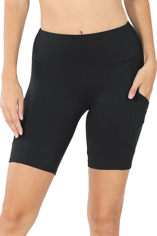 Zenana High Waist Active Biker Running Yoga Shorts w/ Pockets - Jogger Shorts sb_bottoms