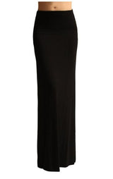 Azules Solid Banded Waist Foldover Maxi Skirt - Skirts