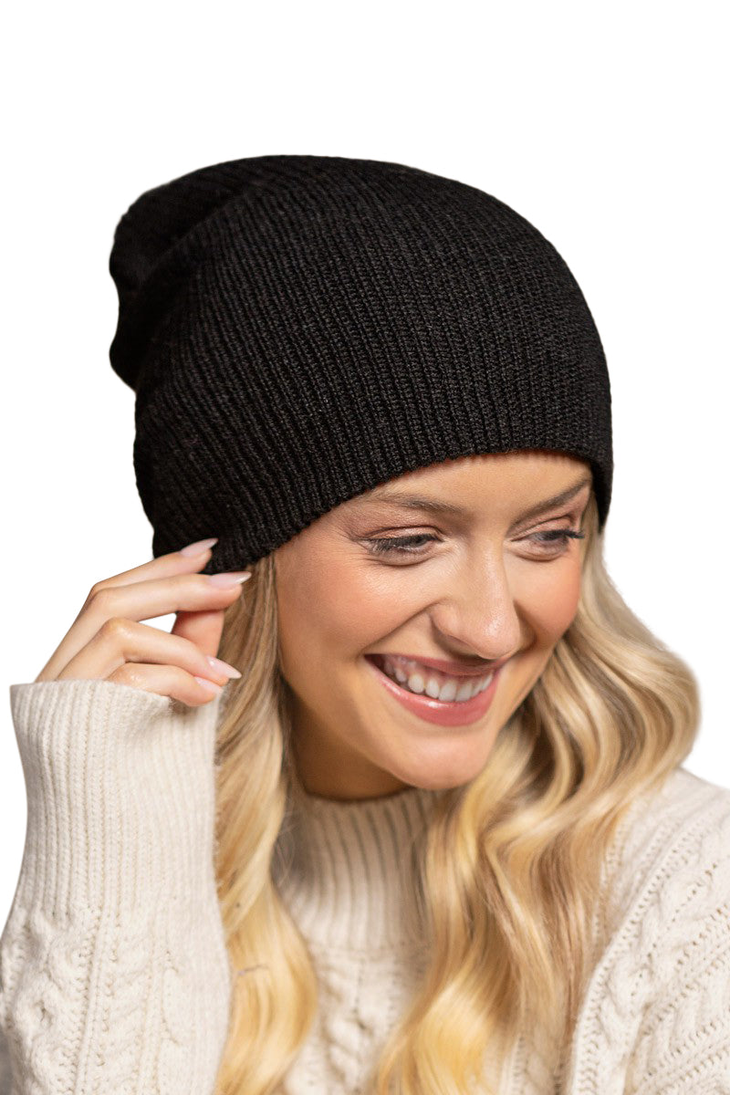 C.C. Solid Slouchy Knit Beanie Wide Wale - Beanies Hats