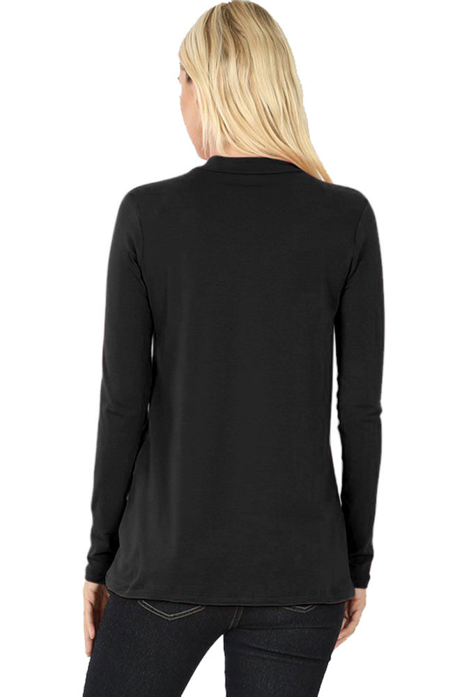 Zenana Cotton Long Sleeve Mock Neck - Shirts sb_tops