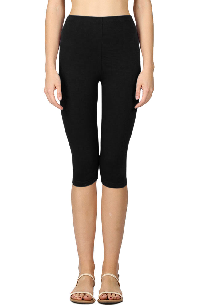 Zenana High Waist Cotton Capri Leggings - Legging Shorts sb_bottoms