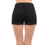 Wax Mid Rise Junior Push Up Denim Shorts - f_bottoms