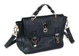 Black Faux Leather Shoulder Handbag Handbags- Niobe Clothing