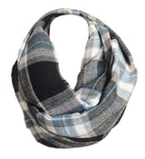Niobe Clothing Black and Blue Flannel Design Infinity Loop Scarf - Scarves