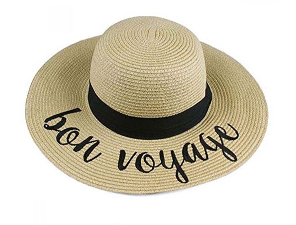 C.C. Embroidered Floppy Sun Straw Hat - Hats