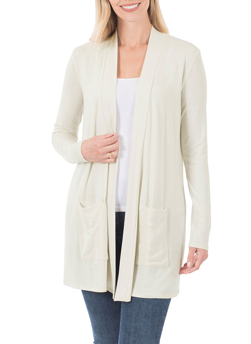 Zenana Long Sleeve Draped Slouchy Cardigan - Cardigans sb_outerwear
