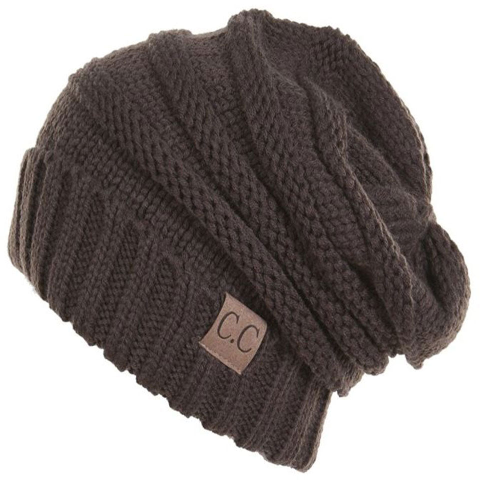 Unisex Solid Oversized Slouchy Knit Beanie