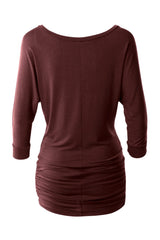 Niobe Clothing 3/4 Sleeve Dolman Top with Side Shirring - Tunics