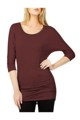 Niobe Clothing 3/4 Sleeve Dolman Top with Side Shirring - Tunics