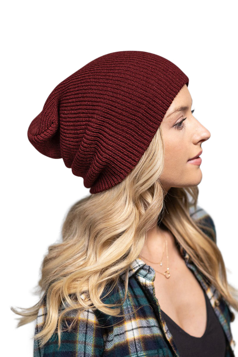 C.C. Solid Slouchy Knit Beanie Wide Wale - Beanies Hats