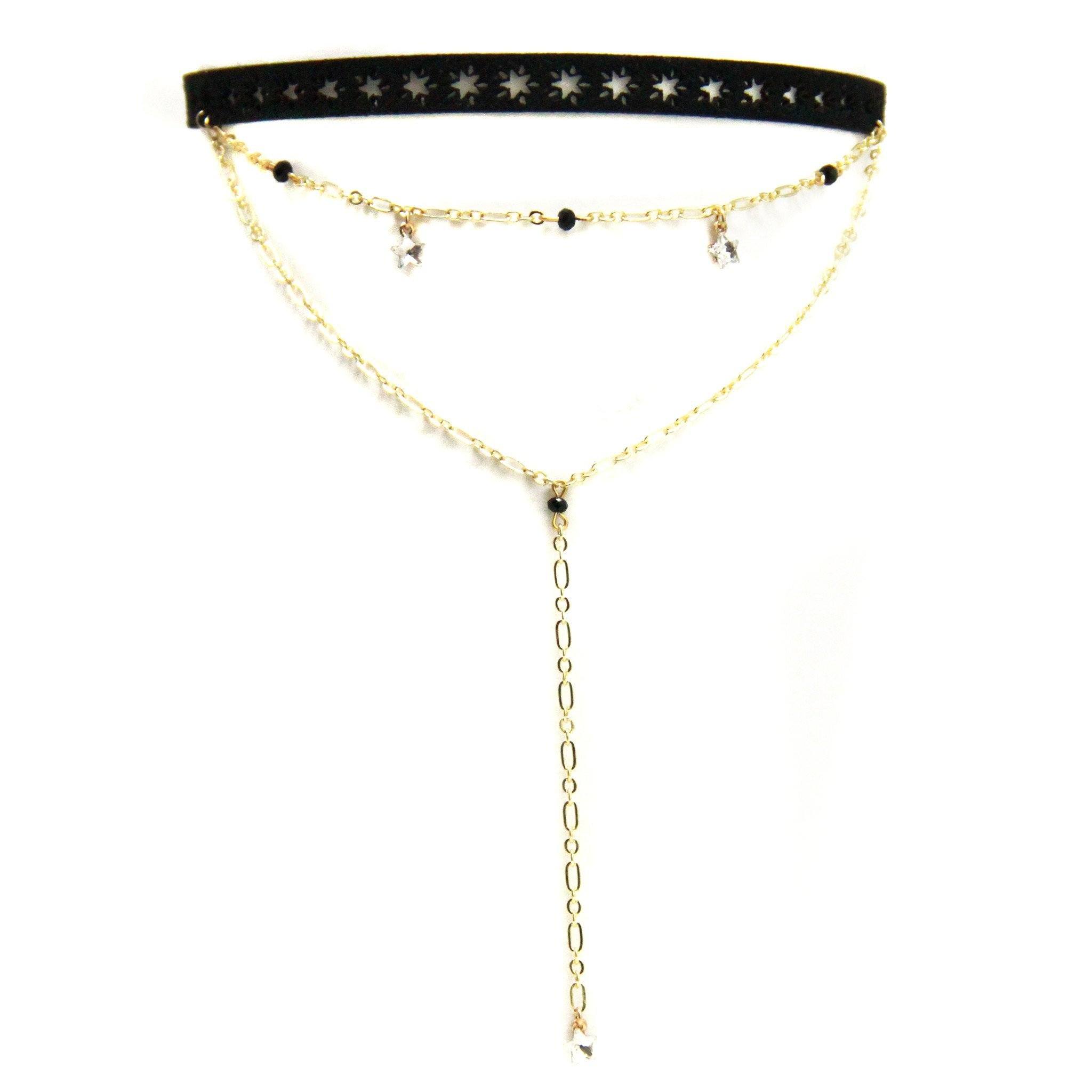 Ettika Skipping Prom Choker in Black and Gold - Necklace
