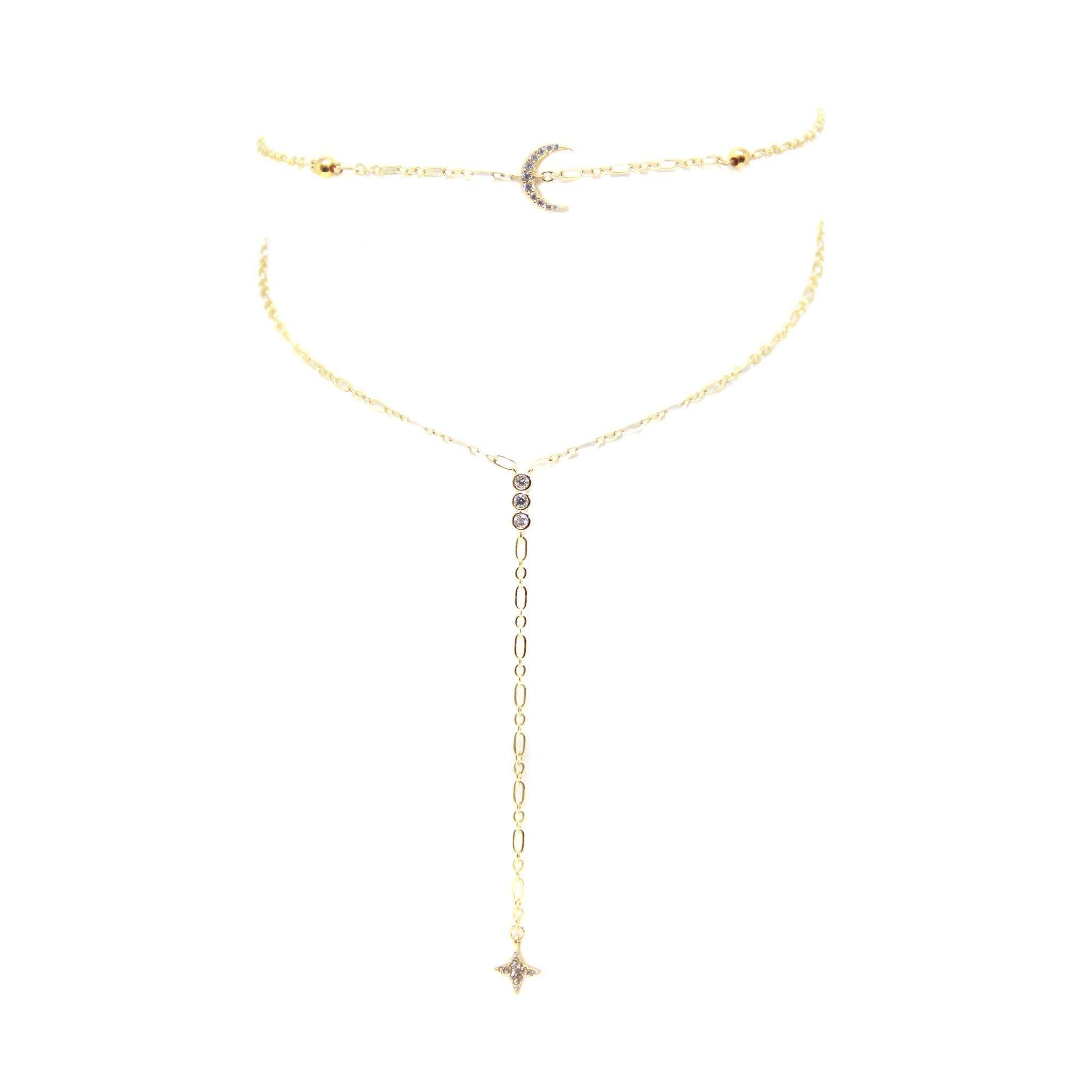 Ettika Bali Choker with Moon in Gold - Necklace