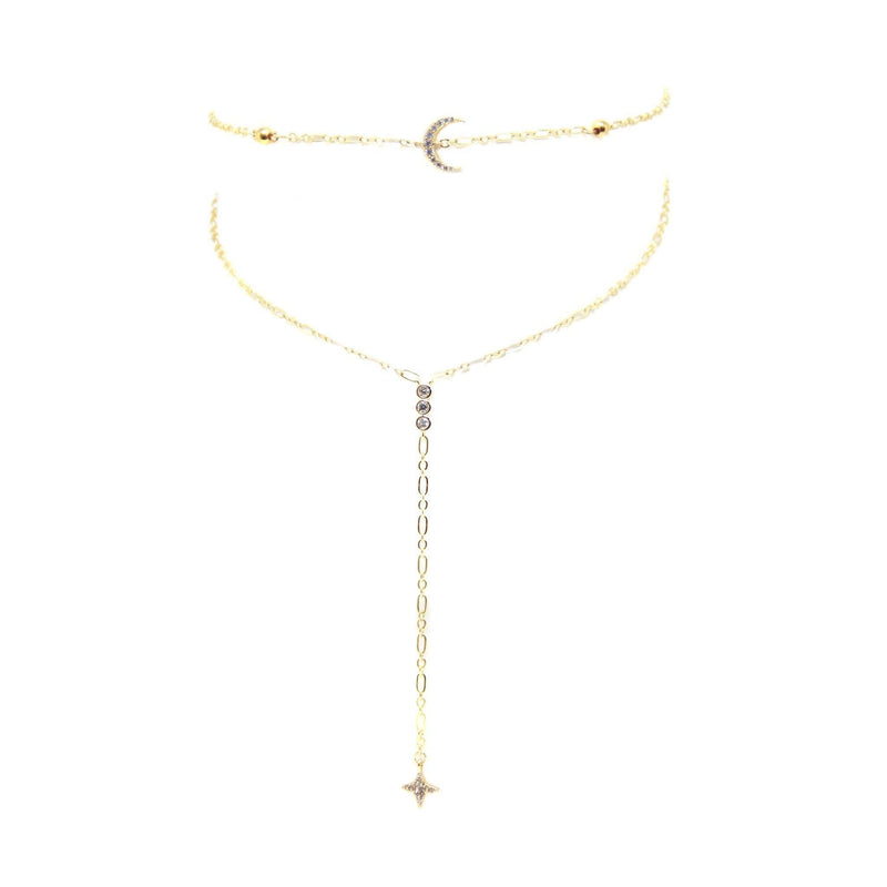 Bali Choker with Moon in Gold Necklace- Niobe Clothing