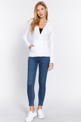 CCWHOLESALECLOTHING Womens Thermal Hoodie Jacket (White) - DS OUTERWEAR