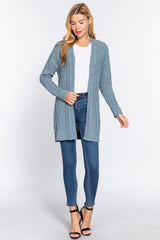 CCWHOLESALECLOTHING Womens Chenille Sweater Cardigan (Steel Blue) - DS OUTERWEAR