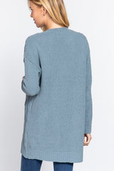 CCWHOLESALECLOTHING Womens Chenille Sweater Cardigan (Steel Blue) - DS OUTERWEAR