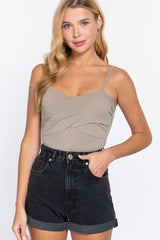 CCWHOLESALECLOTHING Twisted Cami Bodysuit W/bra Cup - DS OUTERWEAR