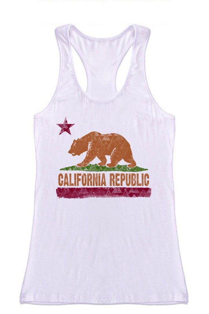 Niobe Clothing California Republic Racerback Tank Top (White) - g_tanktops