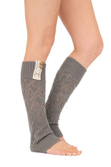 Niobe Clothing Knit Laced Leg Warmer Leggings (Charcoal) - Leg Warmers