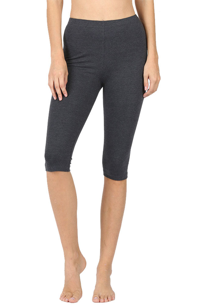 Zenana High Waist Cotton Capri Leggings - Legging Shorts sb_bottoms