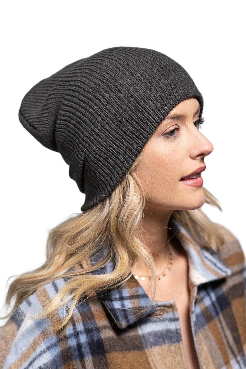 C.C. Solid Slouchy Knit Beanie Wide Wale - Beanies Hats