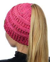 C.C. Confetti Messy Bun Ponytail Beanie - Hats