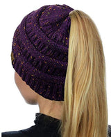 C.C. Confetti Messy Bun Ponytail Beanie - Hats