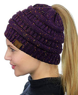 C.C. Confetti Messy Bun Ponytail Beanie - Hats