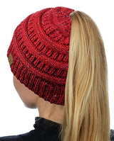 C.C. Confetti Messy Bun Ponytail Beanie - Hats