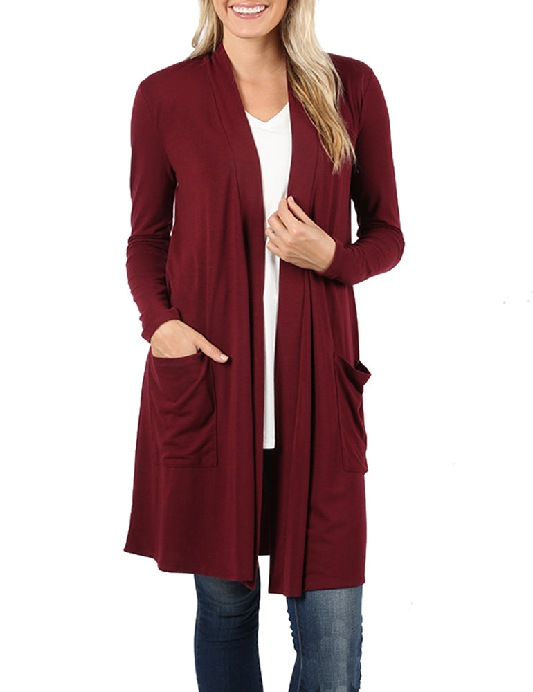 Zenana Long Sleeve Draped Long Cardigan - Cardigans sb_outerwear