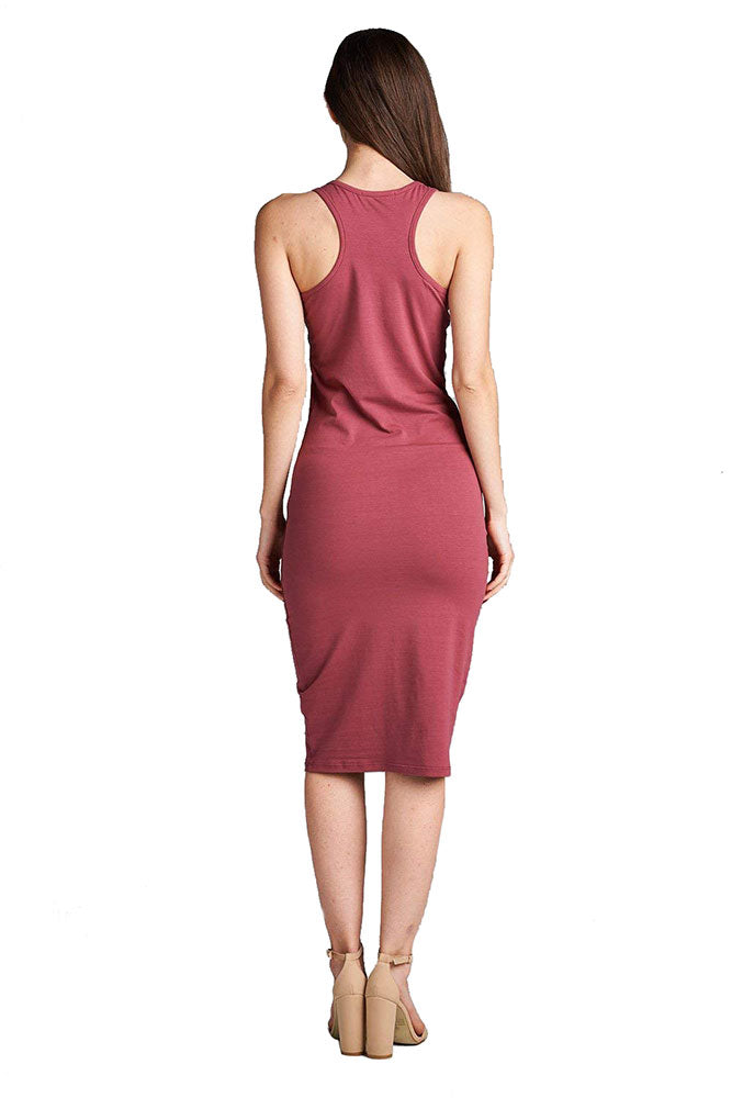 Active Basic Cotton Bodycon Racerback Midi Dress - Dresses sb_dresses