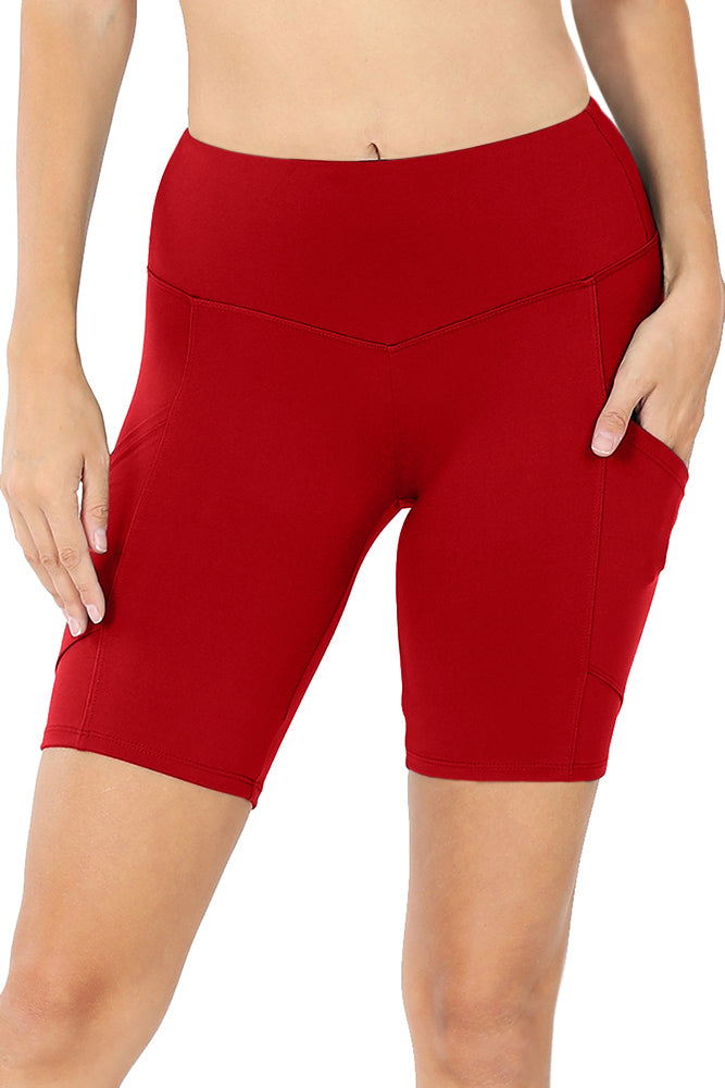 Zenana High Waist Active Biker Running Yoga Shorts w/ Pockets - Jogger Shorts sb_bottoms