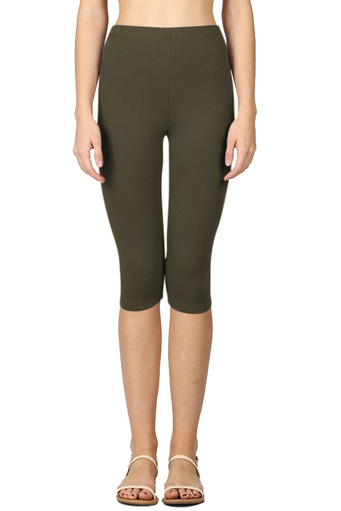 Zenana High Waist Cotton Capri Leggings - Legging Shorts sb_bottoms