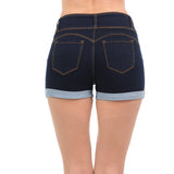 Wax Mid Rise Junior Push Up Denim Shorts - f_bottoms