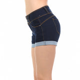 Wax Mid Rise Junior Push Up Denim Shorts - f_bottoms