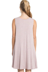 Mitto Shop Bamboo Knit Sleeveless T-shirt Dress in Rose Stripes - dress