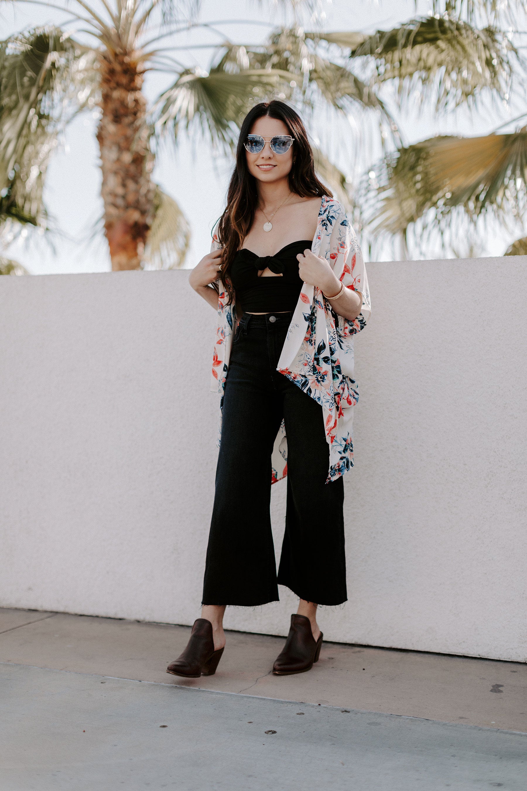 Niobe Clothing Botanical Patterned Kimono Cardigan Cover Up - f_outerwear